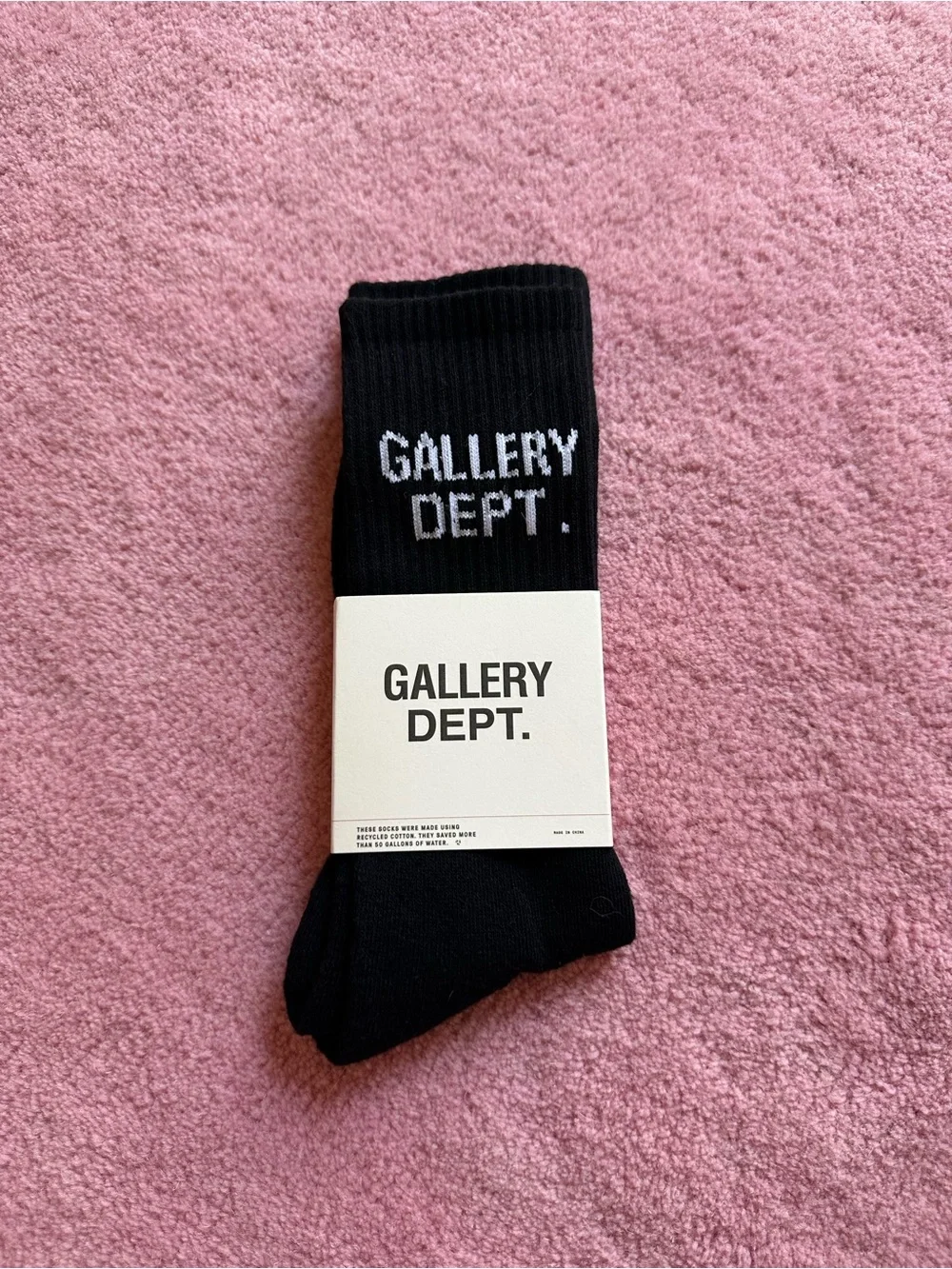 Gallery Dept Black Crew Socks with White Logo